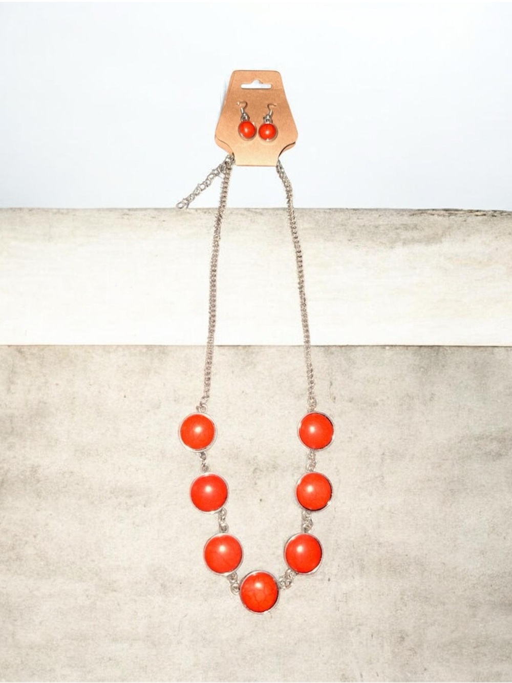 Red Statement Necklace and Earrings Set - Unbranded Women Jewelry